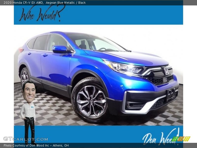 Aegean Blue Metallic / Black 2020 Honda CR-V EX AWD