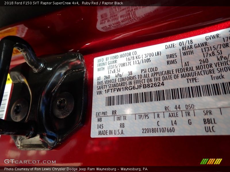 Ruby Red / Raptor Black 2018 Ford F150 SVT Raptor SuperCrew 4x4