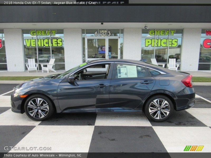 Aegean Blue Metallic / Gray 2018 Honda Civic EX-T Sedan