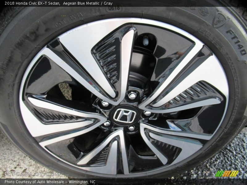 Aegean Blue Metallic / Gray 2018 Honda Civic EX-T Sedan