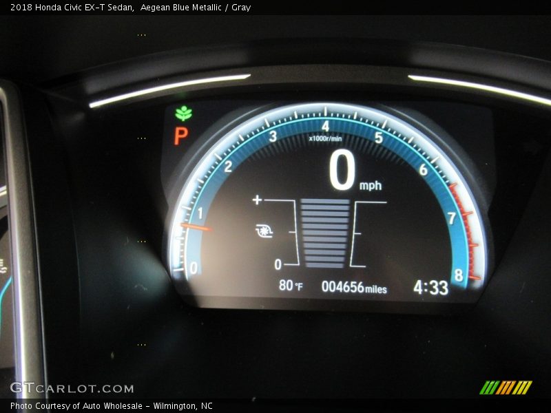 Aegean Blue Metallic / Gray 2018 Honda Civic EX-T Sedan