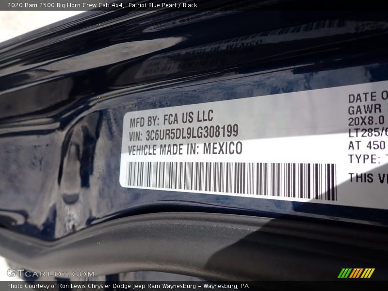 Patriot Blue Pearl / Black 2020 Ram 2500 Big Horn Crew Cab 4x4