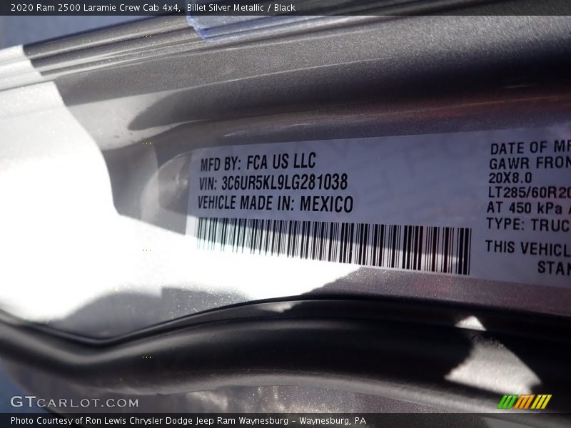 Billet Silver Metallic / Black 2020 Ram 2500 Laramie Crew Cab 4x4