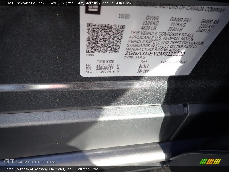 Nightfall Gray Metallic / Medium Ash Gray 2021 Chevrolet Equinox LT AWD
