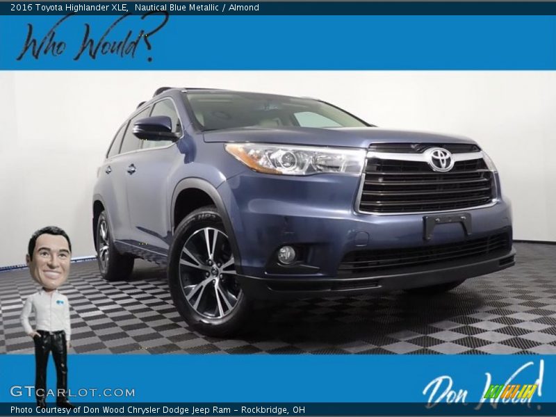 Nautical Blue Metallic / Almond 2016 Toyota Highlander XLE