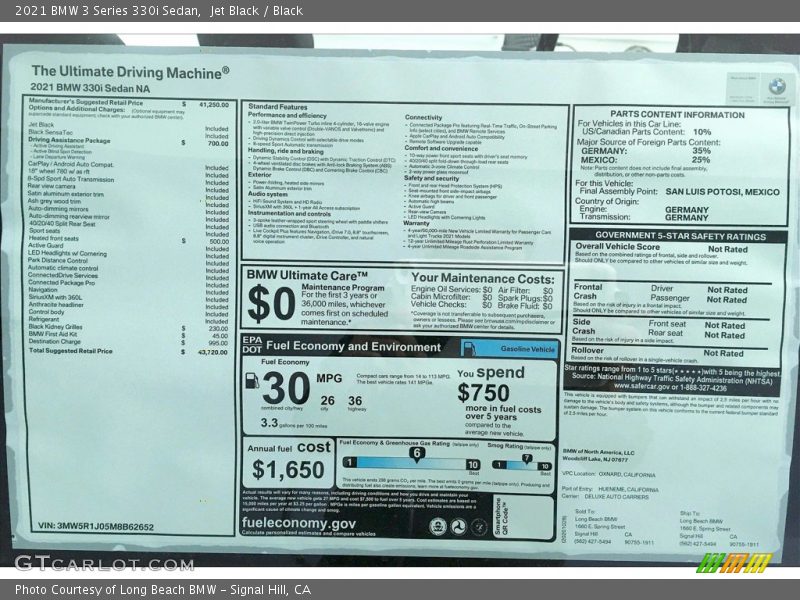 Jet Black / Black 2021 BMW 3 Series 330i Sedan