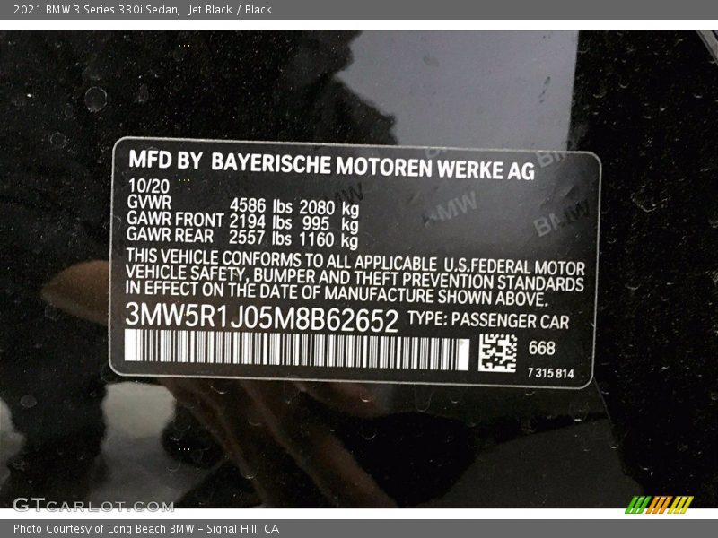 Jet Black / Black 2021 BMW 3 Series 330i Sedan