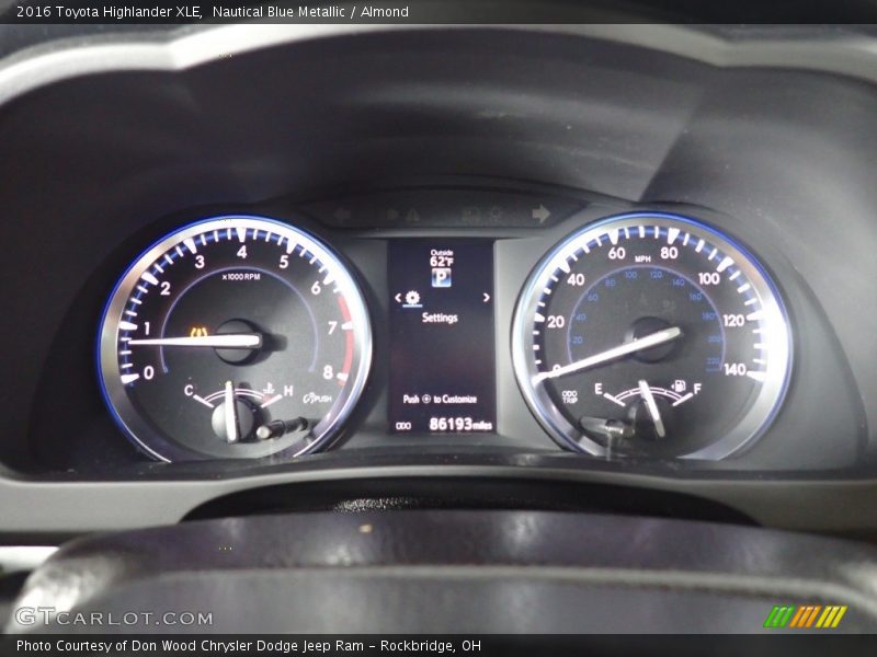 Nautical Blue Metallic / Almond 2016 Toyota Highlander XLE