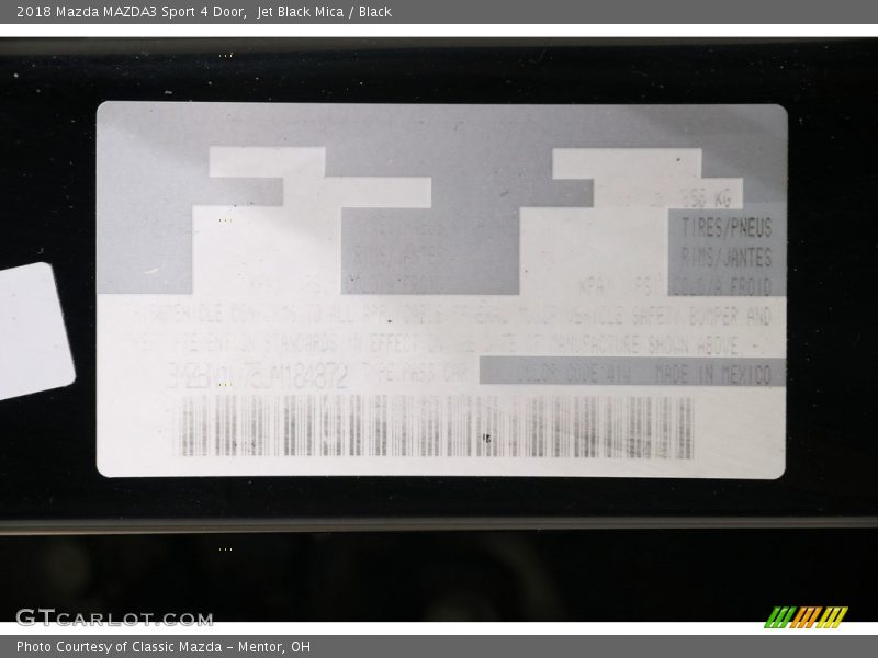 Jet Black Mica / Black 2018 Mazda MAZDA3 Sport 4 Door