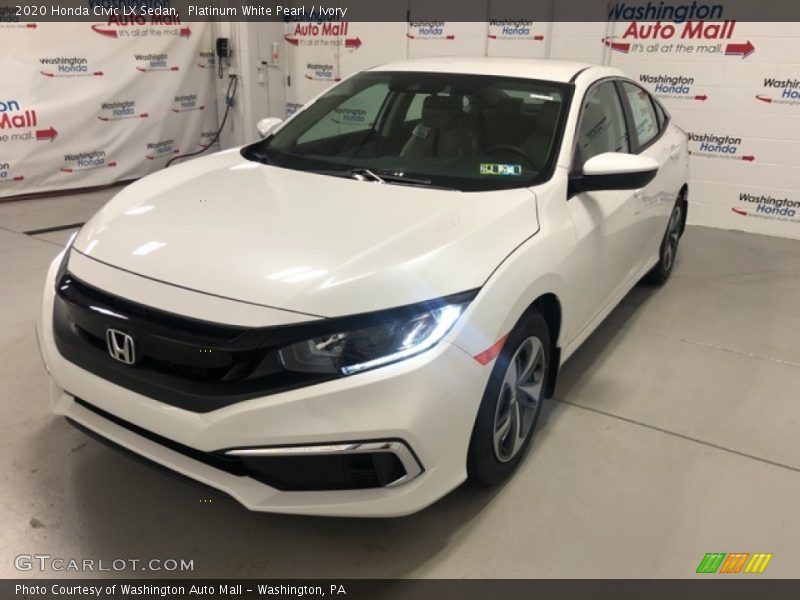 Platinum White Pearl / Ivory 2020 Honda Civic LX Sedan