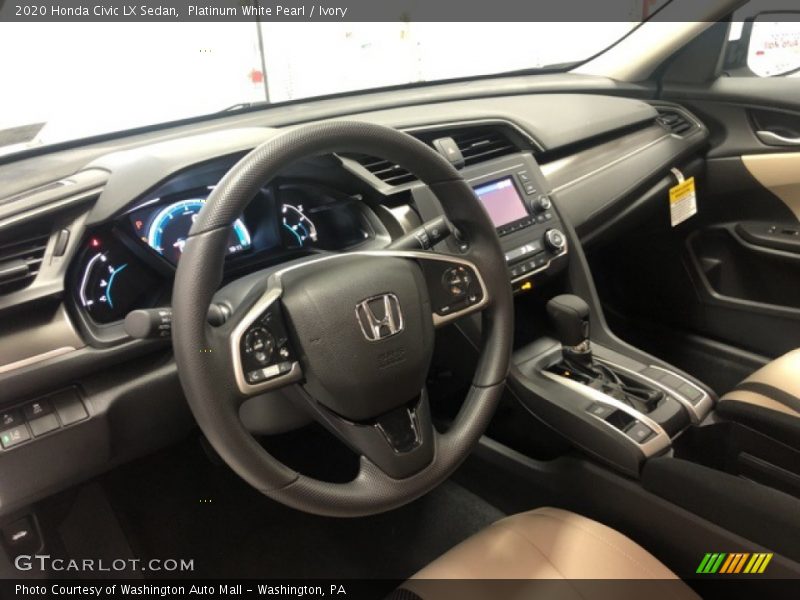Platinum White Pearl / Ivory 2020 Honda Civic LX Sedan