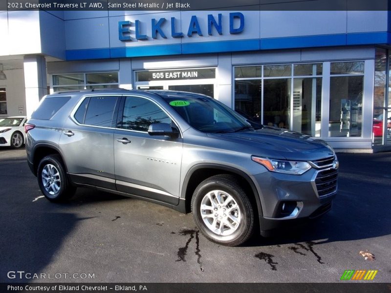 Satin Steel Metallic / Jet Black 2021 Chevrolet Traverse LT AWD