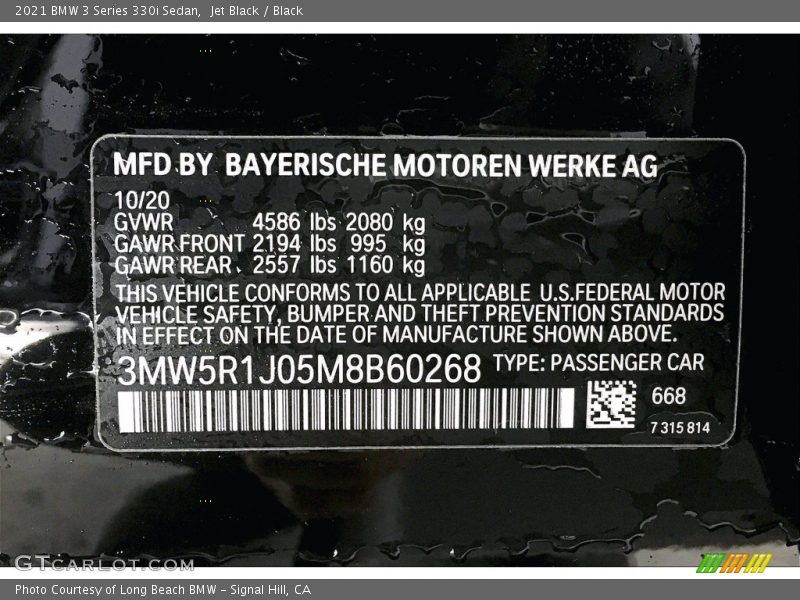 Jet Black / Black 2021 BMW 3 Series 330i Sedan