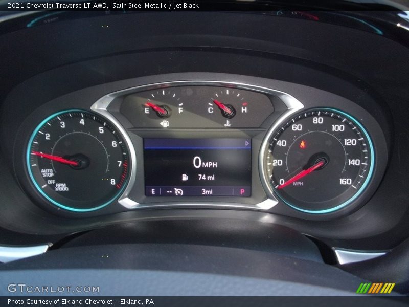 Satin Steel Metallic / Jet Black 2021 Chevrolet Traverse LT AWD