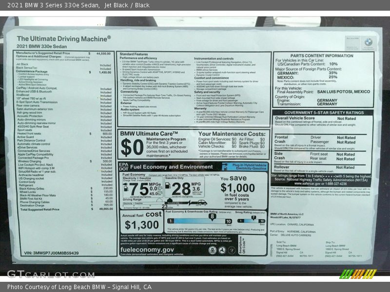 Jet Black / Black 2021 BMW 3 Series 330e Sedan