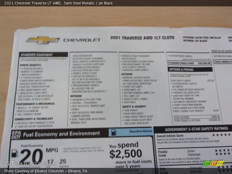 Satin Steel Metallic / Jet Black 2021 Chevrolet Traverse LT AWD