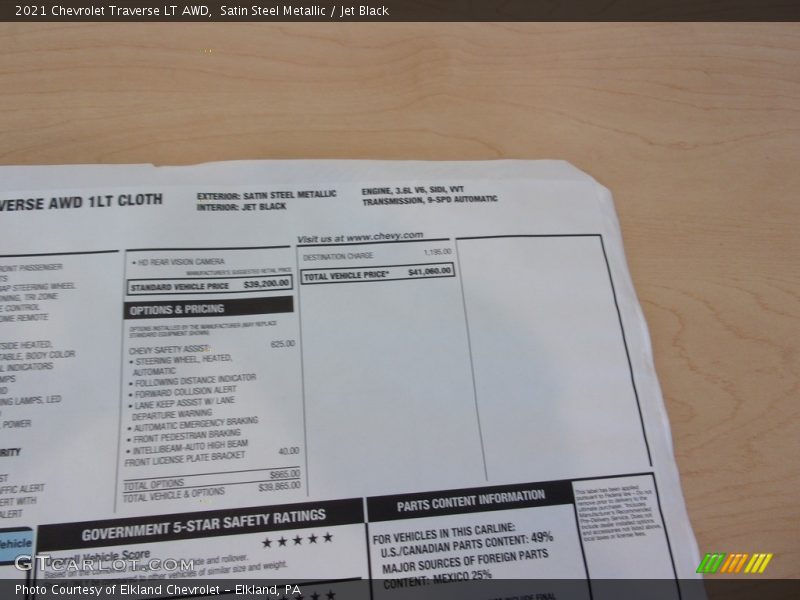 Satin Steel Metallic / Jet Black 2021 Chevrolet Traverse LT AWD