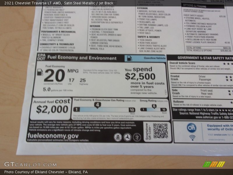 Satin Steel Metallic / Jet Black 2021 Chevrolet Traverse LT AWD