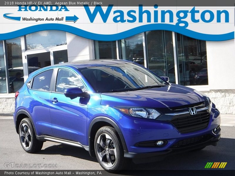 Aegean Blue Metallic / Black 2018 Honda HR-V EX AWD