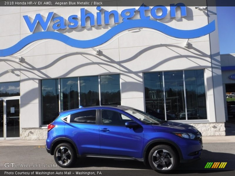 Aegean Blue Metallic / Black 2018 Honda HR-V EX AWD