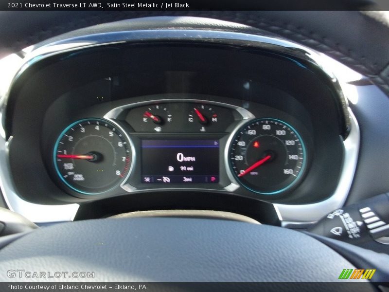 Satin Steel Metallic / Jet Black 2021 Chevrolet Traverse LT AWD