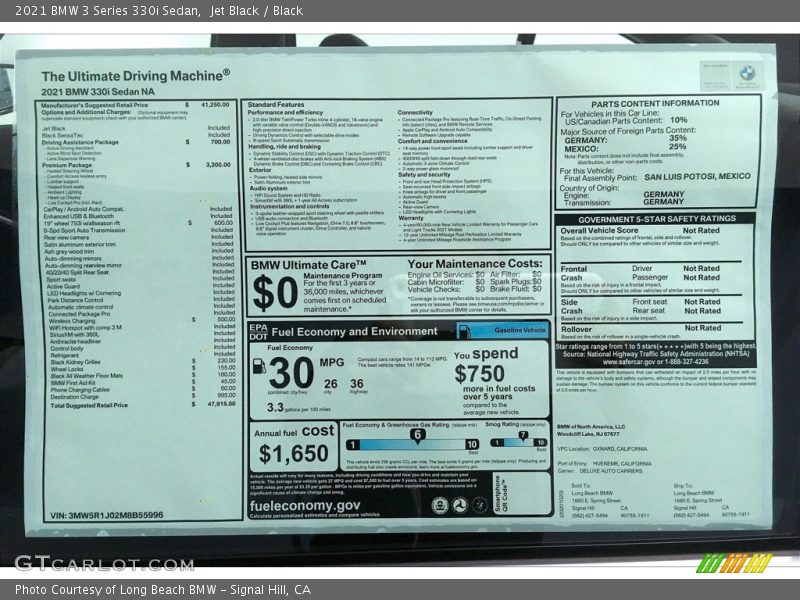 Jet Black / Black 2021 BMW 3 Series 330i Sedan