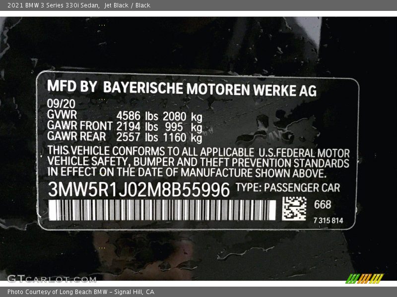 Jet Black / Black 2021 BMW 3 Series 330i Sedan