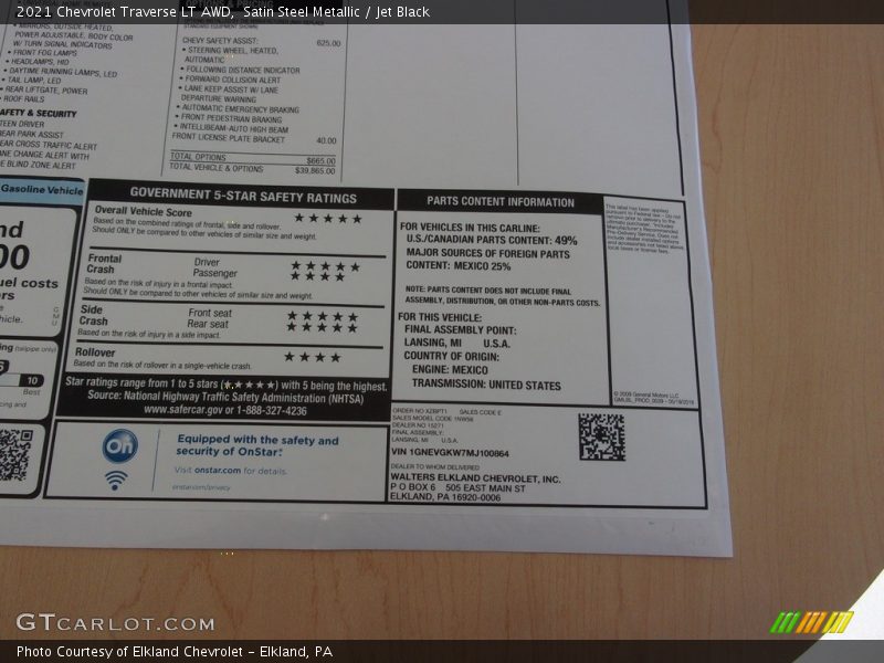 Satin Steel Metallic / Jet Black 2021 Chevrolet Traverse LT AWD