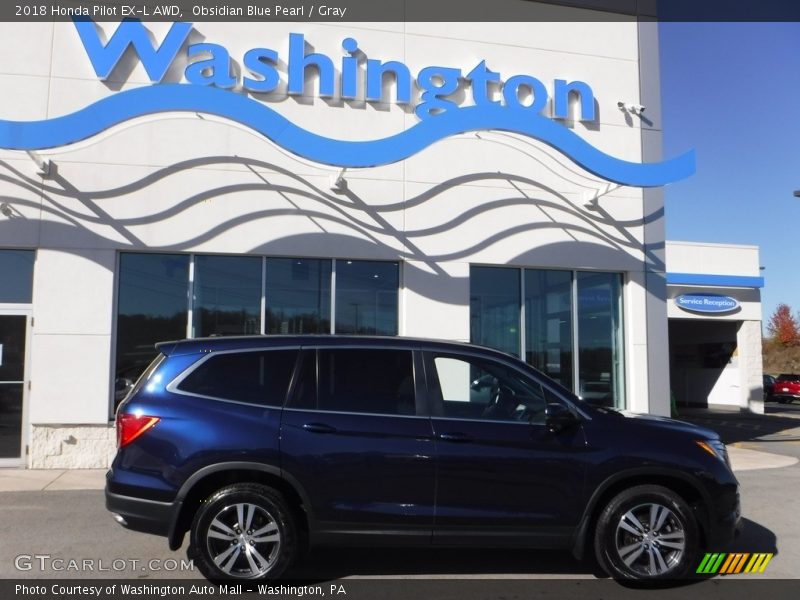 Obsidian Blue Pearl / Gray 2018 Honda Pilot EX-L AWD