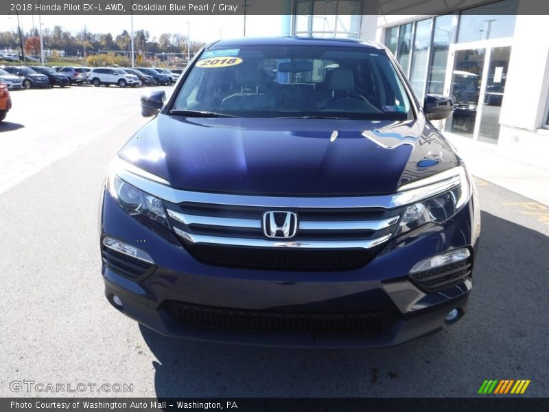 Obsidian Blue Pearl / Gray 2018 Honda Pilot EX-L AWD