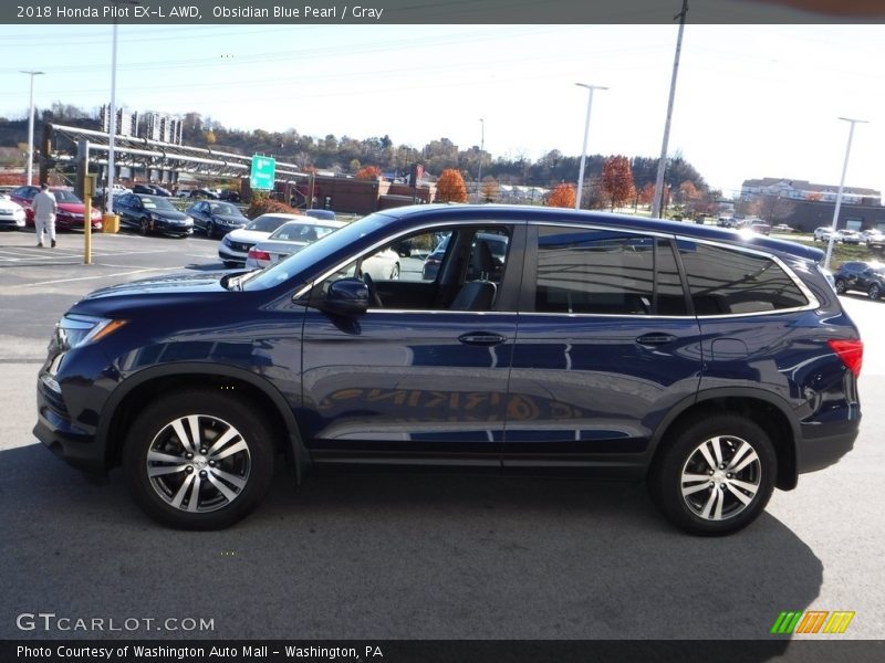 Obsidian Blue Pearl / Gray 2018 Honda Pilot EX-L AWD