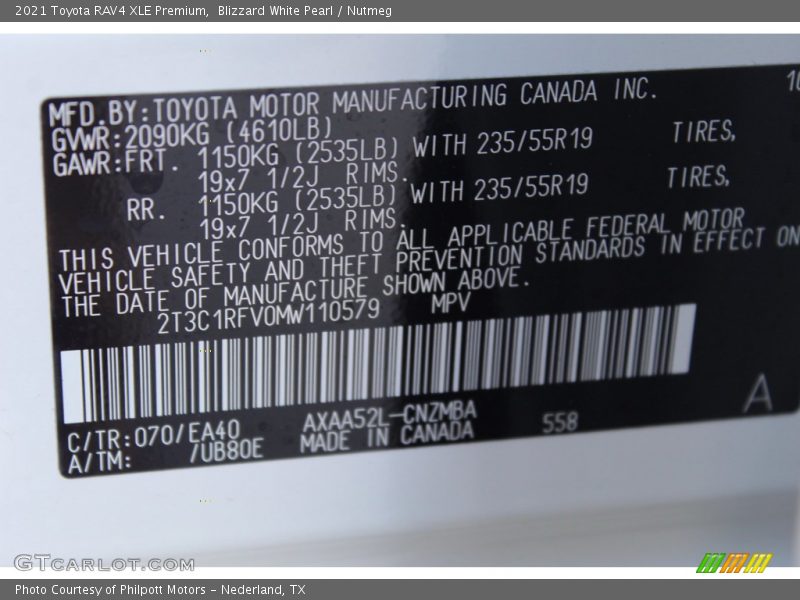 Blizzard White Pearl / Nutmeg 2021 Toyota RAV4 XLE Premium