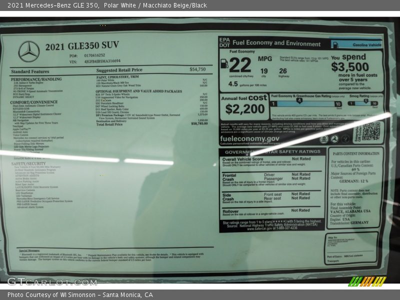 Polar White / Macchiato Beige/Black 2021 Mercedes-Benz GLE 350