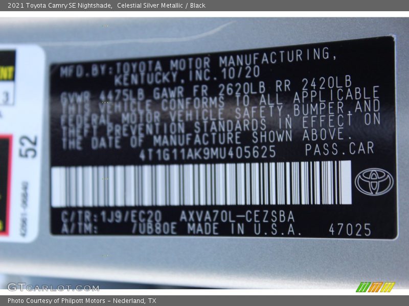 Celestial Silver Metallic / Black 2021 Toyota Camry SE Nightshade