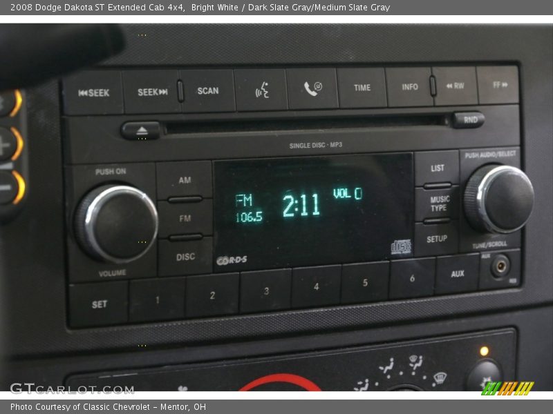 Controls of 2008 Dakota ST Extended Cab 4x4
