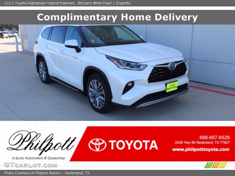 Blizzard White Pearl / Graphite 2021 Toyota Highlander Hybrid Platinum