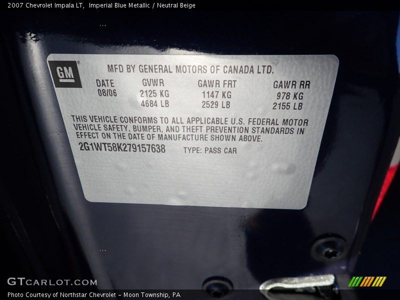 Imperial Blue Metallic / Neutral Beige 2007 Chevrolet Impala LT