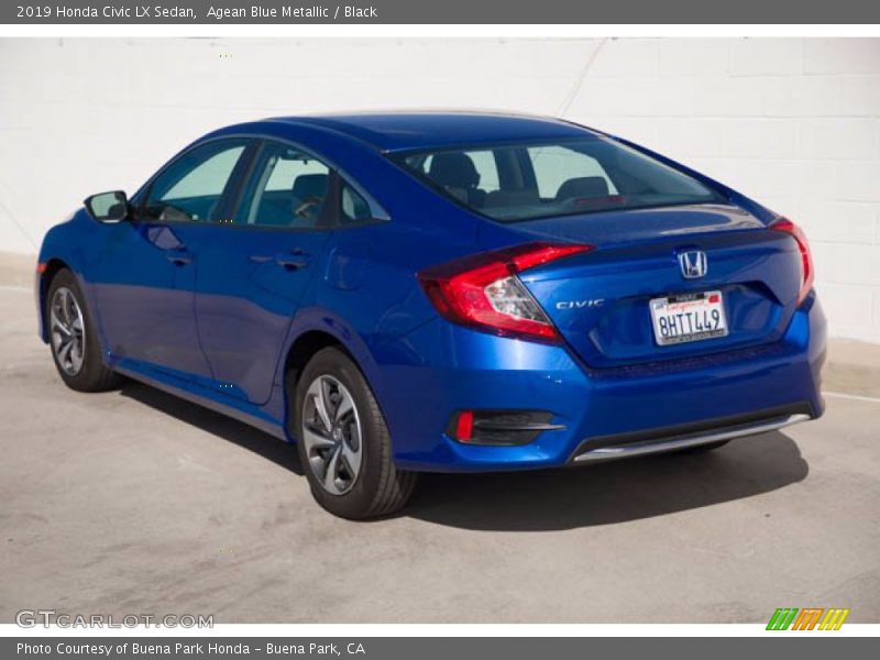 Agean Blue Metallic / Black 2019 Honda Civic LX Sedan