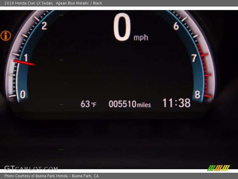 Agean Blue Metallic / Black 2019 Honda Civic LX Sedan