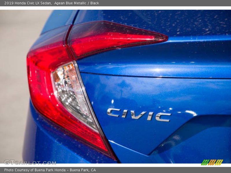 Agean Blue Metallic / Black 2019 Honda Civic LX Sedan