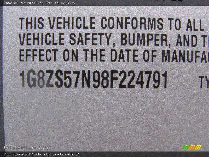 Techno Gray / Gray 2008 Saturn Aura XE 3.5