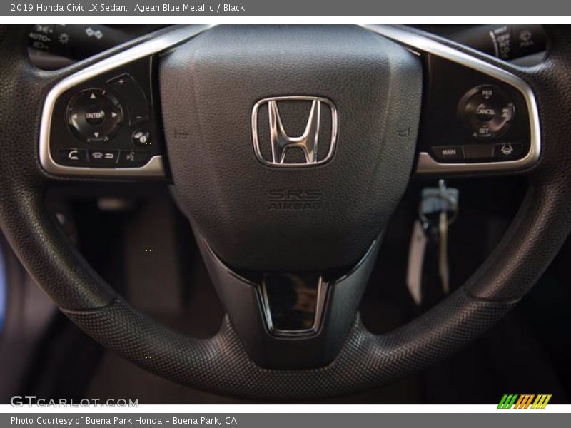 Agean Blue Metallic / Black 2019 Honda Civic LX Sedan