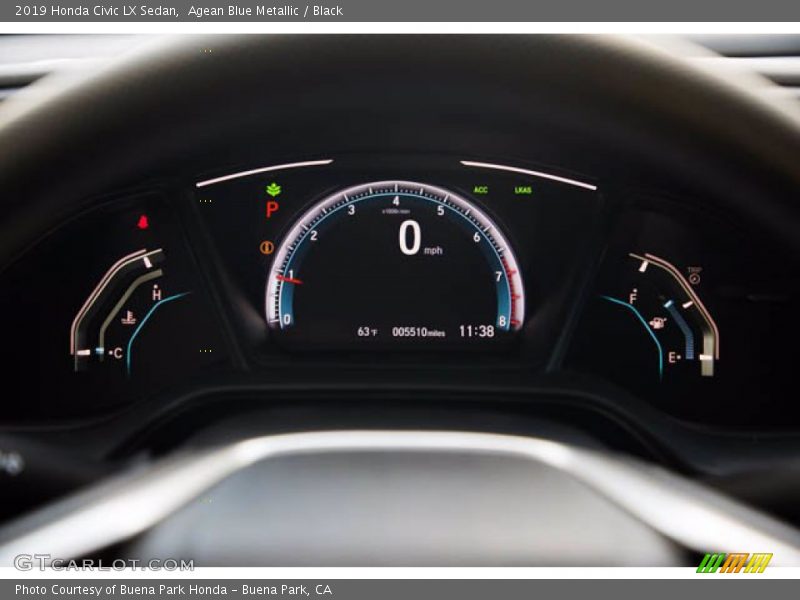 Agean Blue Metallic / Black 2019 Honda Civic LX Sedan