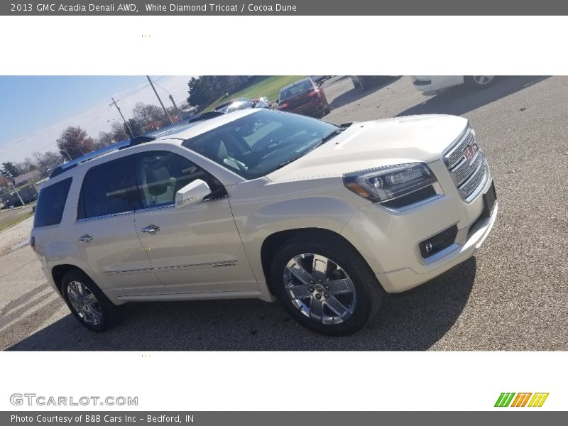 White Diamond Tricoat / Cocoa Dune 2013 GMC Acadia Denali AWD