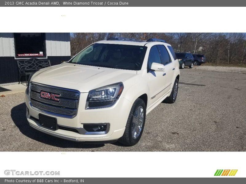 White Diamond Tricoat / Cocoa Dune 2013 GMC Acadia Denali AWD