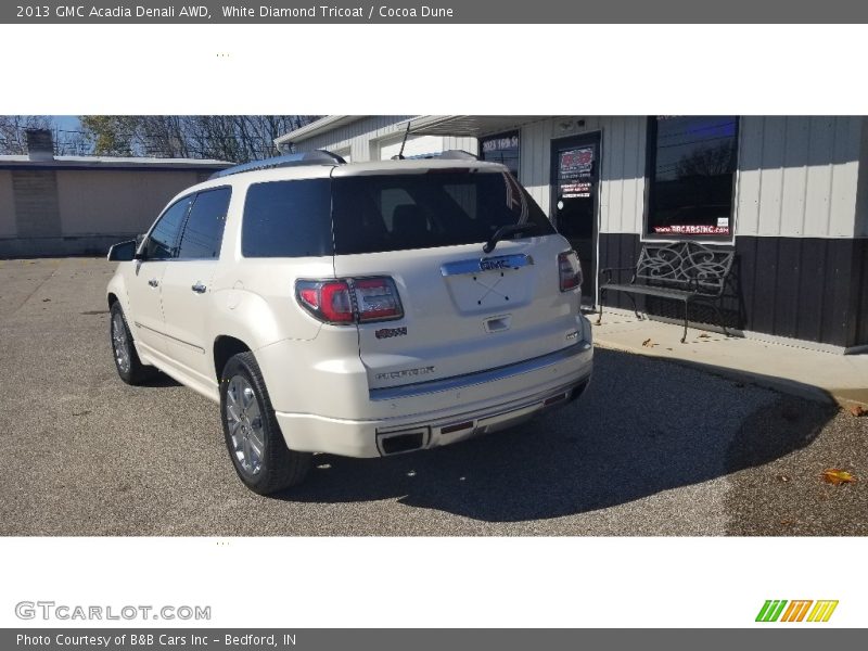 White Diamond Tricoat / Cocoa Dune 2013 GMC Acadia Denali AWD