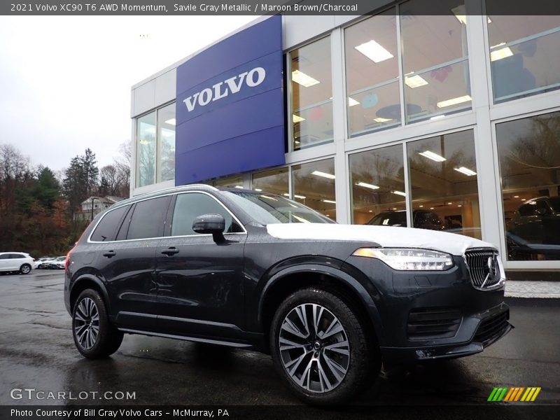Savile Gray Metallic / Maroon Brown/Charcoal 2021 Volvo XC90 T6 AWD Momentum