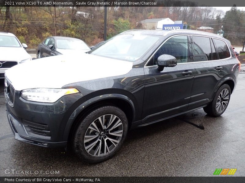 Savile Gray Metallic / Maroon Brown/Charcoal 2021 Volvo XC90 T6 AWD Momentum
