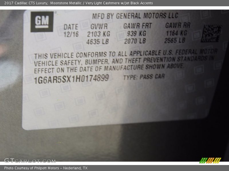 Moonstone Metallic / Very Light Cashmere w/Jet Black Accents 2017 Cadillac CTS Luxury