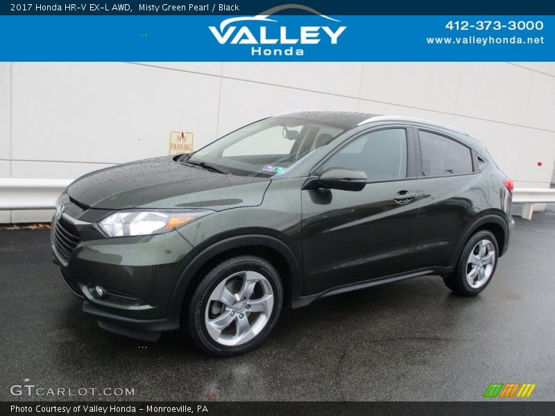 Misty Green Pearl / Black 2017 Honda HR-V EX-L AWD